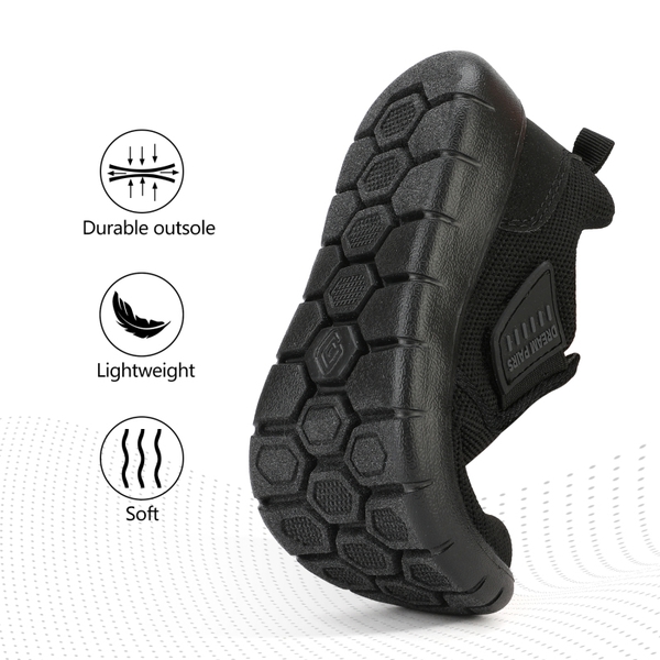 [EZ-Ons MightyMovers] Comfortable Kids Running Shoes - ALL BLACK - 5